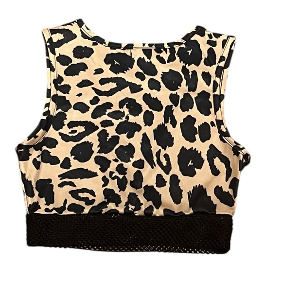 Forever 21 Animal Print Mesh Sports Bra/Cropped Workout Tank, Size XS, NWOT - Picture 3 of 6